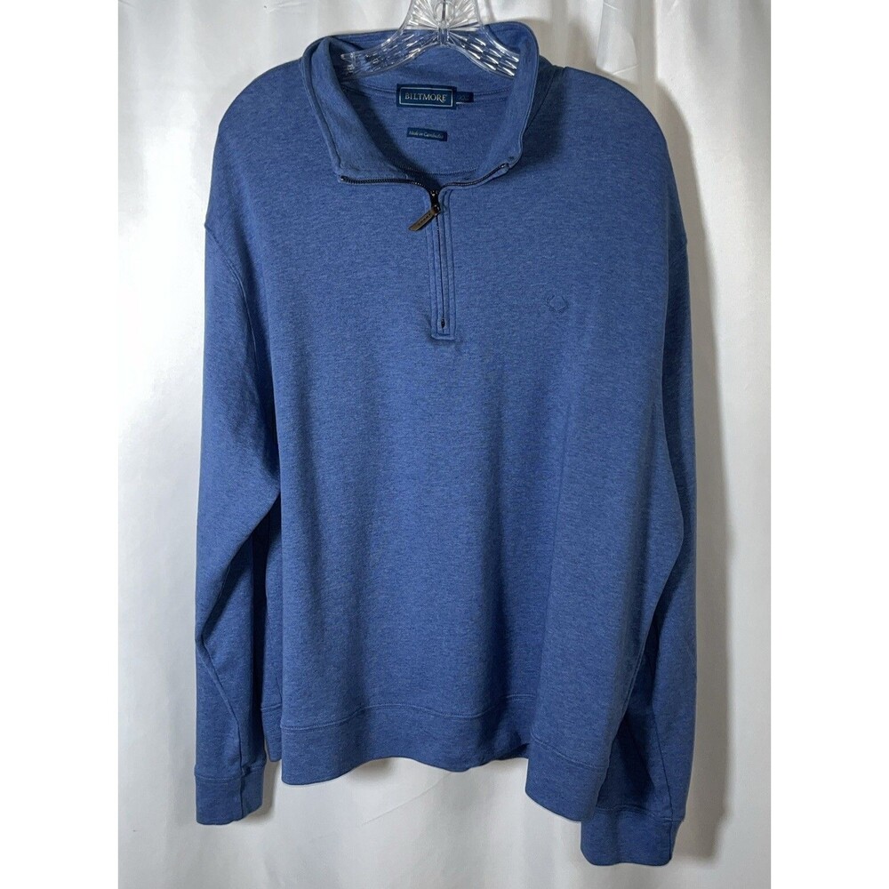 Biltmore Men’s Quarter Zip Interlock Sweatshirt Blue Size 2XL